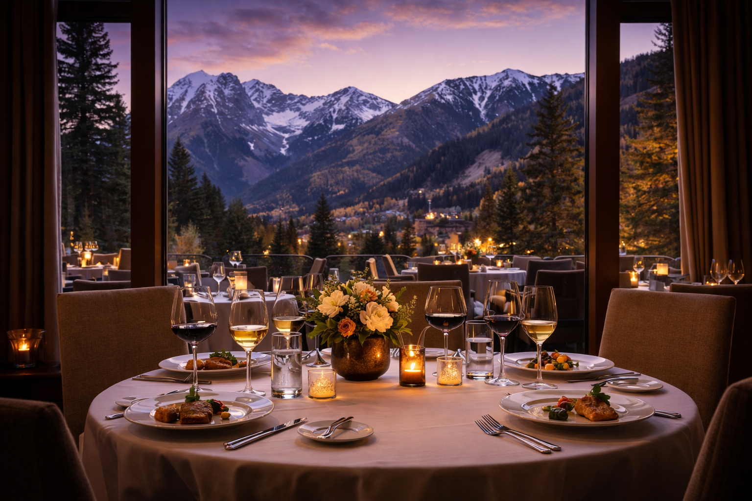 Fine dining with mountain view in Aspen