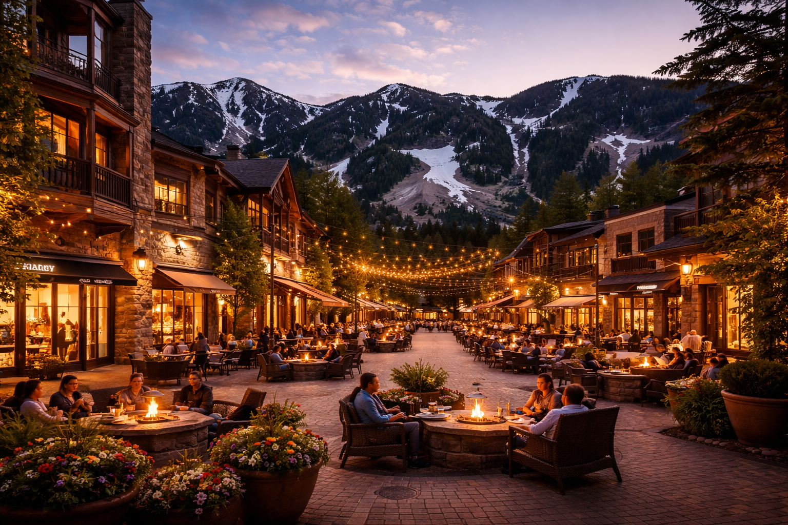 Aspen village at twilight