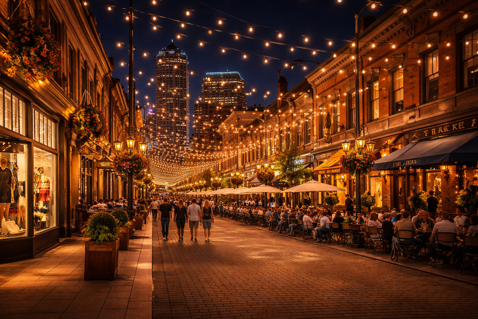 Larimer Square at night