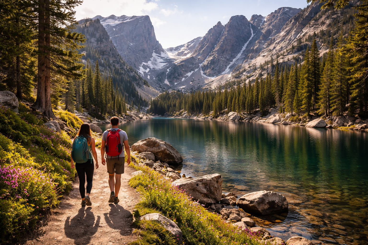 Alpine lake trail in Rocky Mountain National Park
